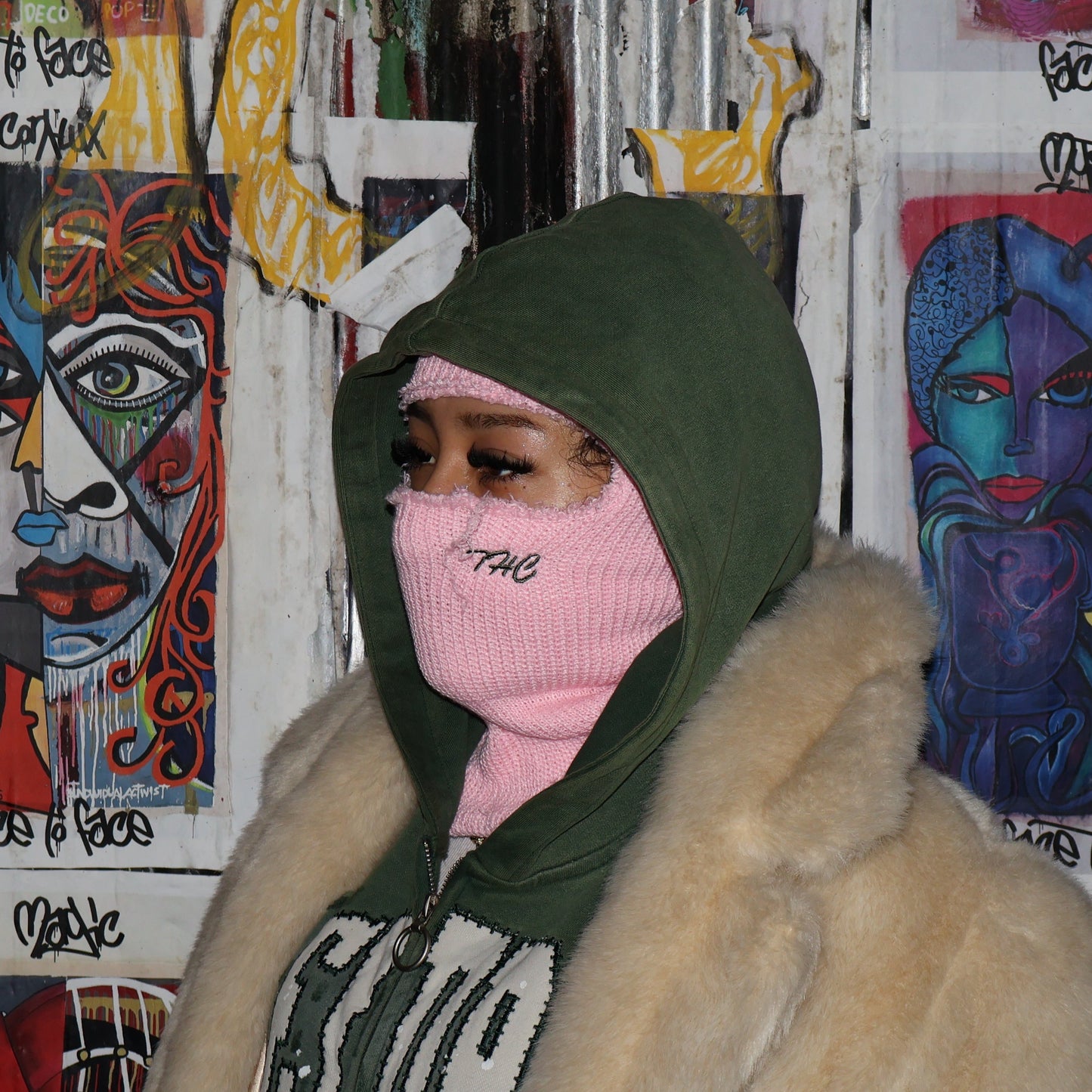 PINK DISTRESSED BALACLAVA